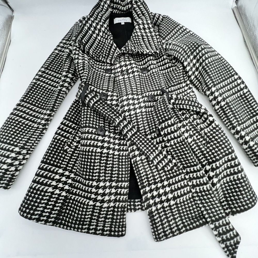 Sebby Houndstooth Peacoat With Belt Size Small - Picture 1 of 6